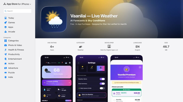 Vaanilai — Live Weather
