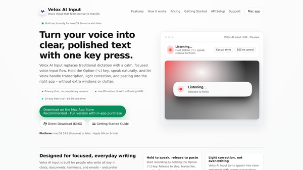 Velox - AI voice input
