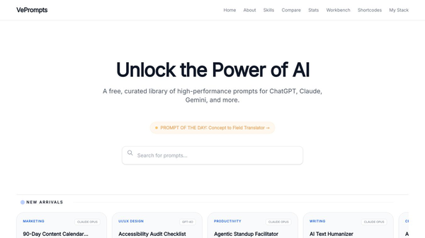 VePrompts: Free Prompt Library & Editor