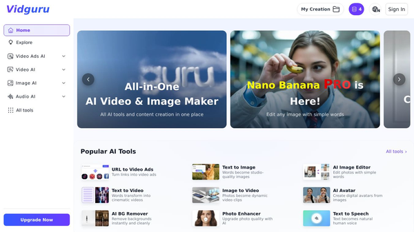 Vidguru - All-in-One AI Video & Image Maker