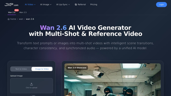 Wan 2.6 AI Video Generator - Create Professional Video | JXP