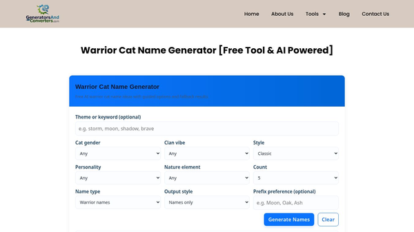 Warrior Cat Name Generator