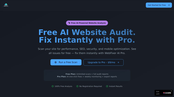 WebFixr AI – Free AI Website Audit