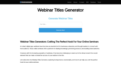 Webinar Titles Generator