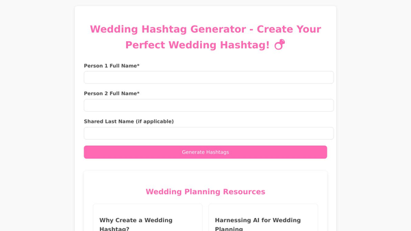 Wedding Hashtag AI