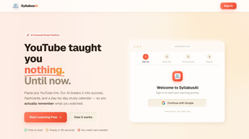 SyllabusAI YouTube to structure learning