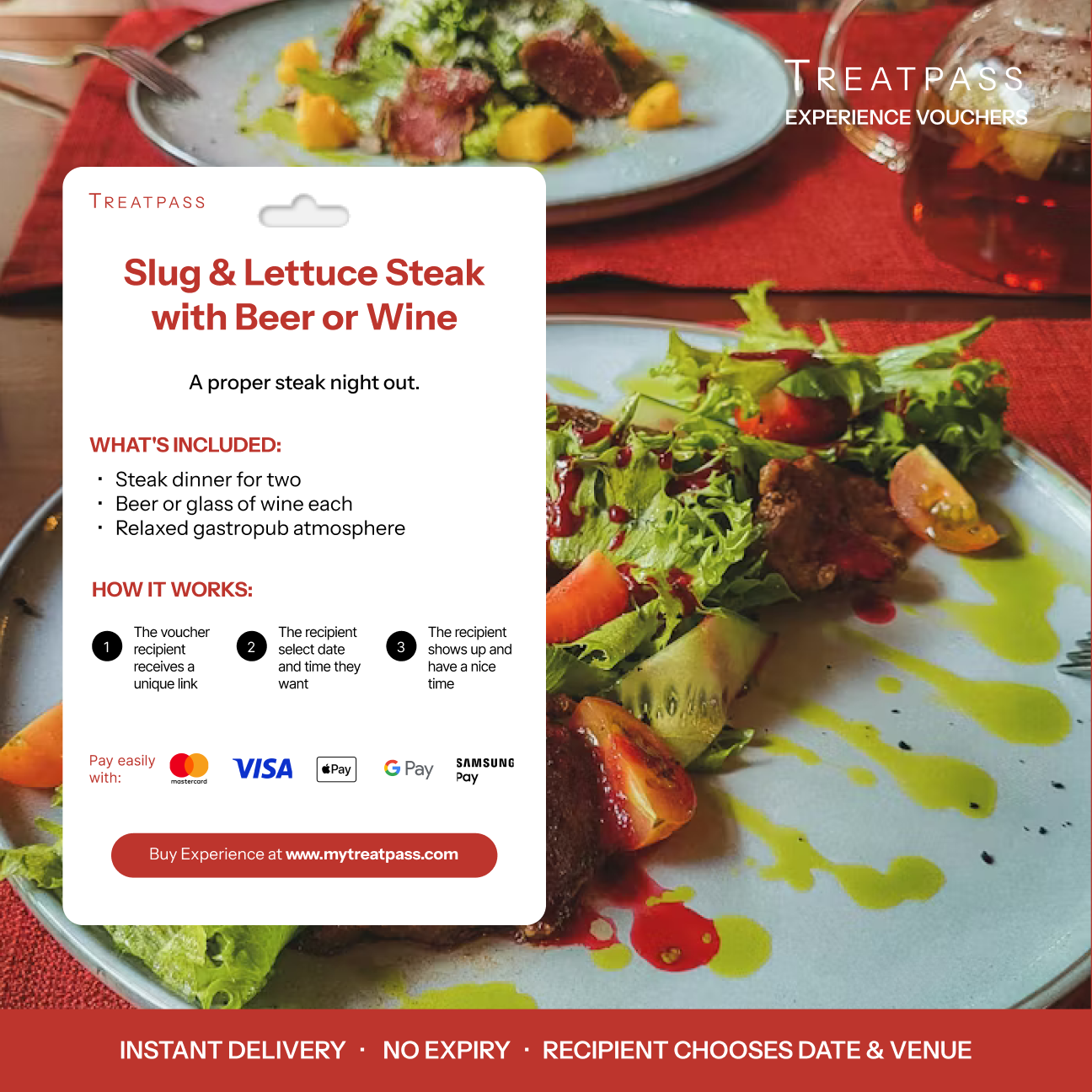 Slug & Lettuce Steak with Beer or Wine