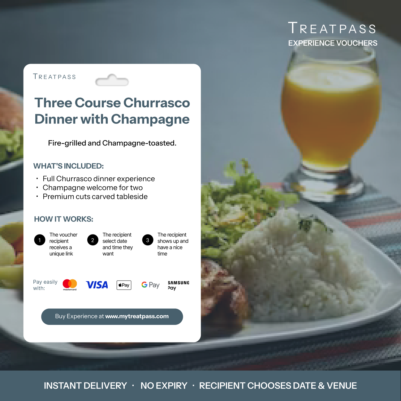 Three Course Churrasco Dinner with Champagne