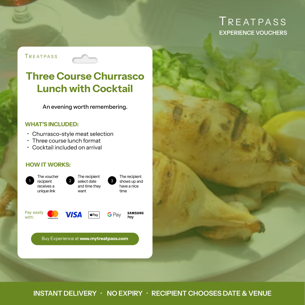 Three Course Churrasco Lunch with Cocktail