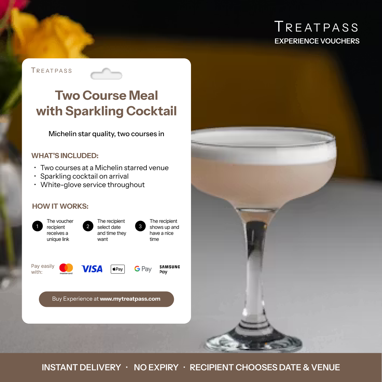 Two Course Meal with Sparkling Cocktail