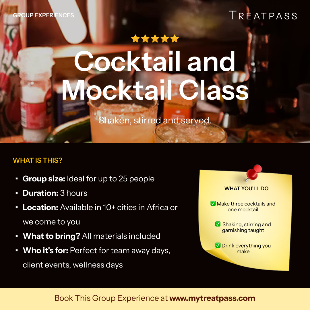 Cocktail and Mocktail Class group experience – TreatPass Africa