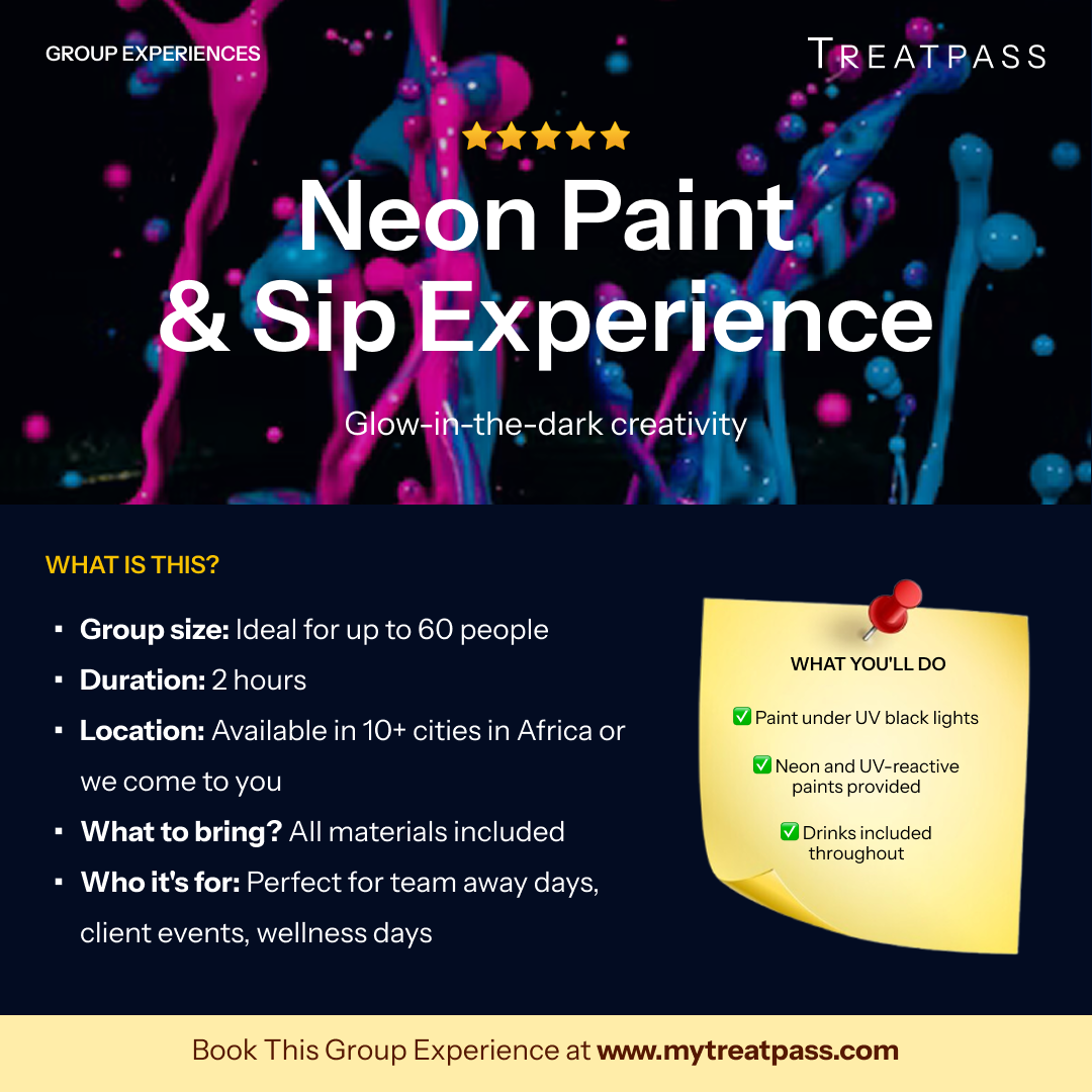 Neon Paint & Sip Experience group experience – TreatPass Africa