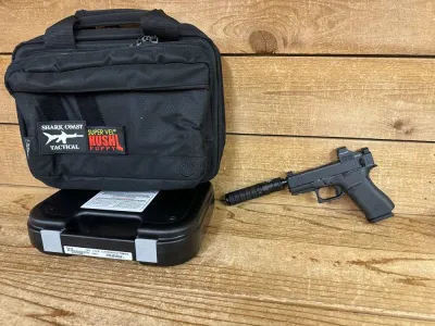 Glock Shark Puppy 43X 9mm W/ Silencer and Holosun Optic Hush Puppy Switch