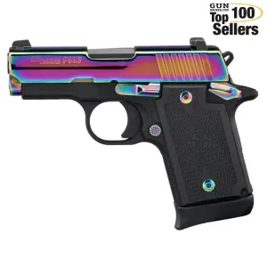SIG SAUER P938 9mm 3in 7rd Titanium Rainbow SAO Pistol (938-9-RBT2-AMBI)