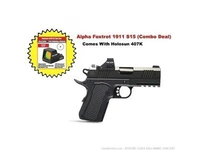 ALPHA FOXTROT 1911 S15 9MM OPTIC READY DLC BARREL W/ HOLOSUN 407K RED
