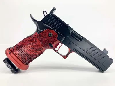 MPA DS9-TC HYBRID 4.6" COMP 9MM PISTOL BLACK & RED GRIP (DS9HYB-TC-BRG)