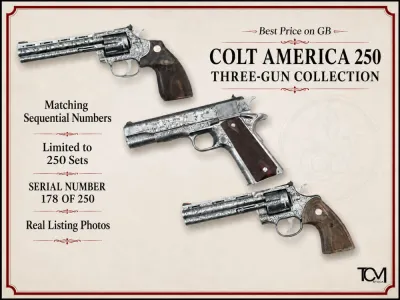 Colt 3 Gun Set 250th Anniversary Python 1911 King Cobra Limited 1 of 250 Colt 250th Commemorative Anniversary Three-Gun…