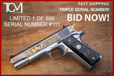 Colt 1911 Zapata 38 Super TALO Engraved Limited Edition Triple Serial #111 1 of 500 • Triple Serial #111 • High Polish …