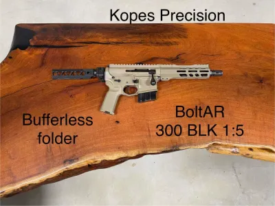 Kopes Precision BoltAR 300 BLK 7.5" Pistol Folding Stock Bolt Action