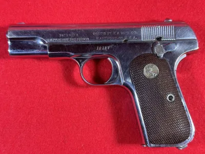 1912 Colt 1908 Pocket Hamerless 380 Nickel Pistol - Type 1 Current Bid $800.00 5d 8h | 1 Bids