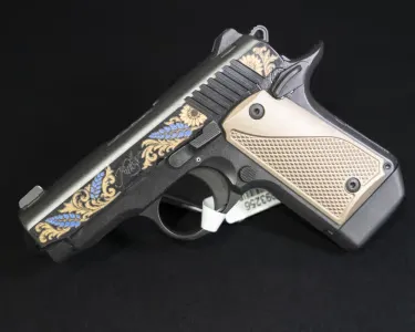 Custom Kimber Micro 9 9mm Engraved Texas Bluebonnet Bronze Grips Penny Auct Current Bid $451.00 4d 17h | 12 Bids