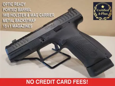 CZ P10C Ported & Optic Ready 9mm, two 15+1 magazines, Holster & Mag Carrier