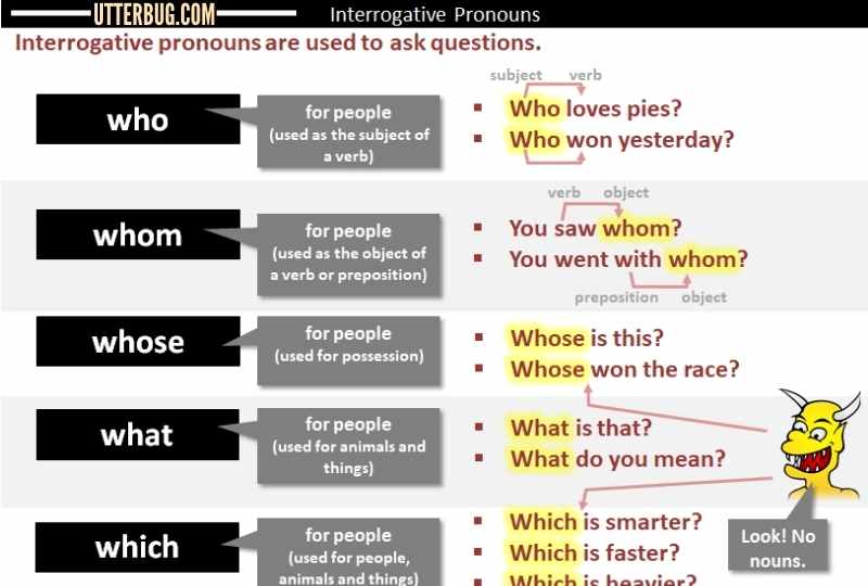 Infographics of Interrogative Pronouns