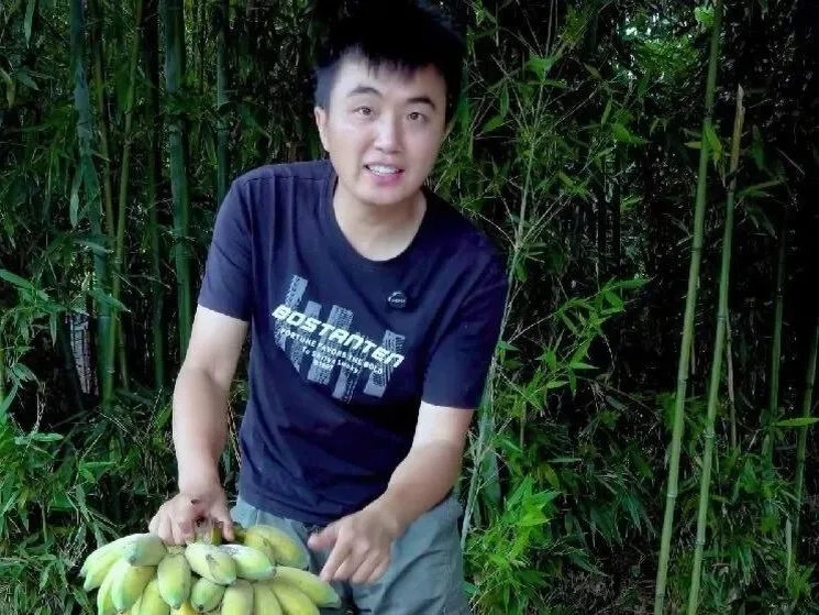 Douyin video: Xu San Wa dug up a bunch of chicken mushrooms and set up a stall with bananas. Let's see h by I am Xu San Wa