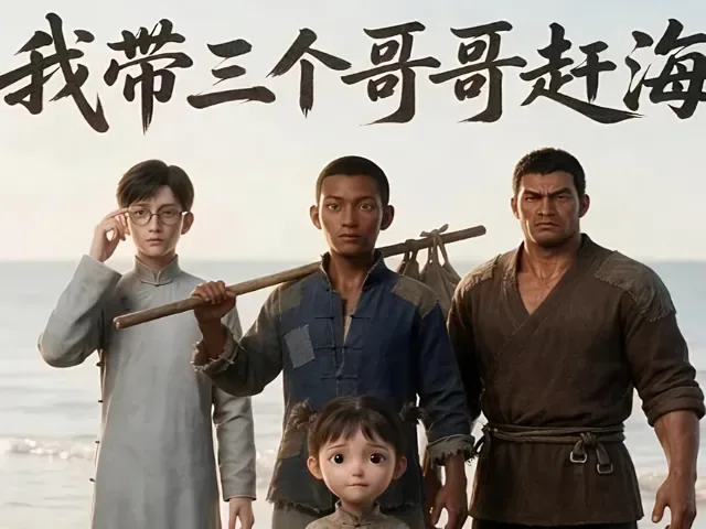 Douyin video: Episode 1: I Take My Three Brothers to the Beach by Tomato and Sweet Potato