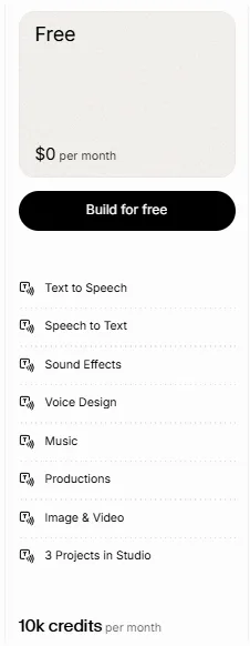 ElevenLabs Free Plan — Start for $0