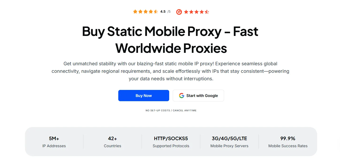 ProxyCheap Coupon Code static mobile